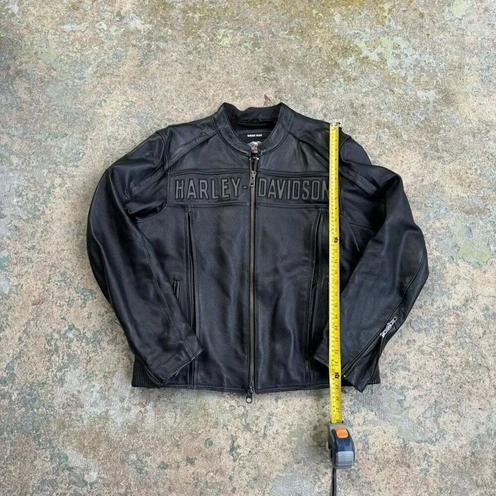 Harley Davidson Leather Biker Reflective Y2K Jacket